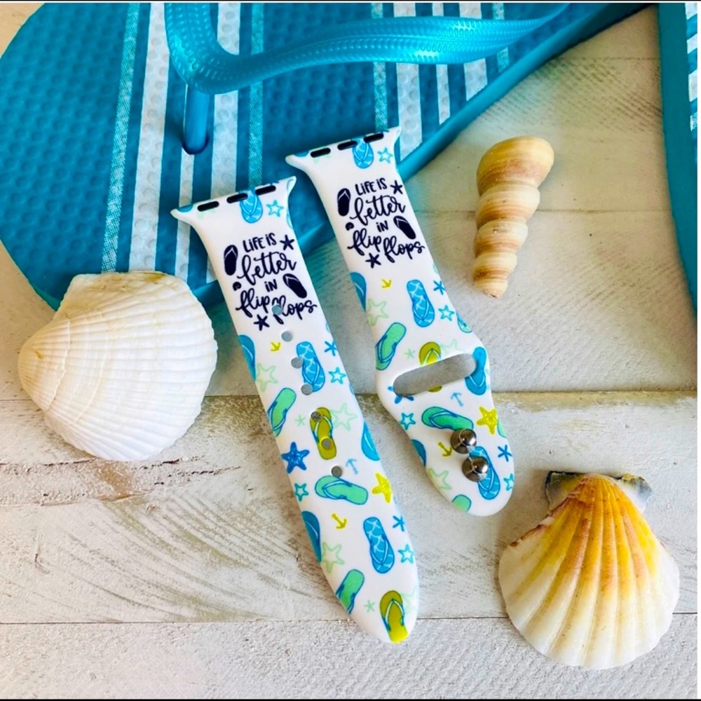 New “life is better in flip flops” silicone Apple Watch band